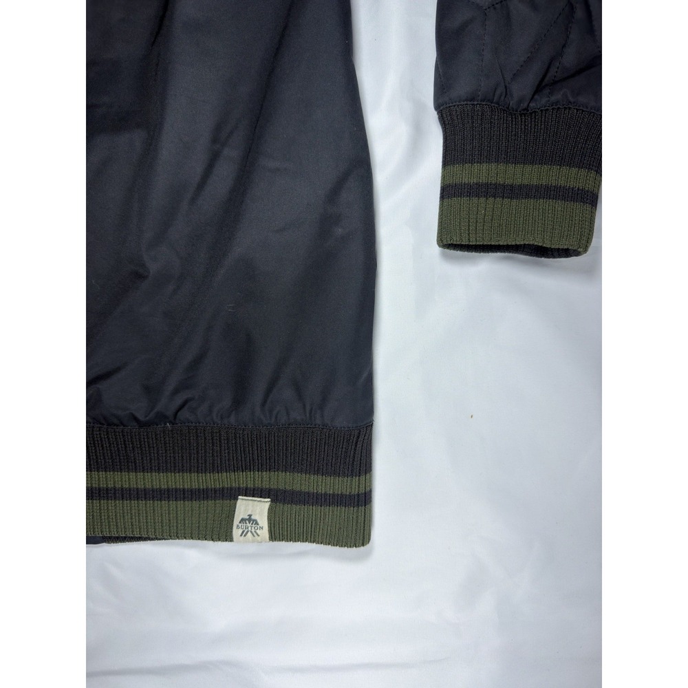Burton Men's Hooded Jacket Black Olive Green Full Zip Quilted Sleeves Size XS - Picture 9 of 9